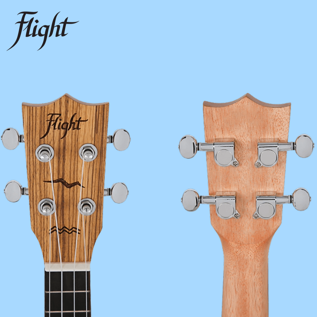 Flight DUC525 Concert Ukulele with Solid Spuce/Zebrawood and Padded Gig Bag