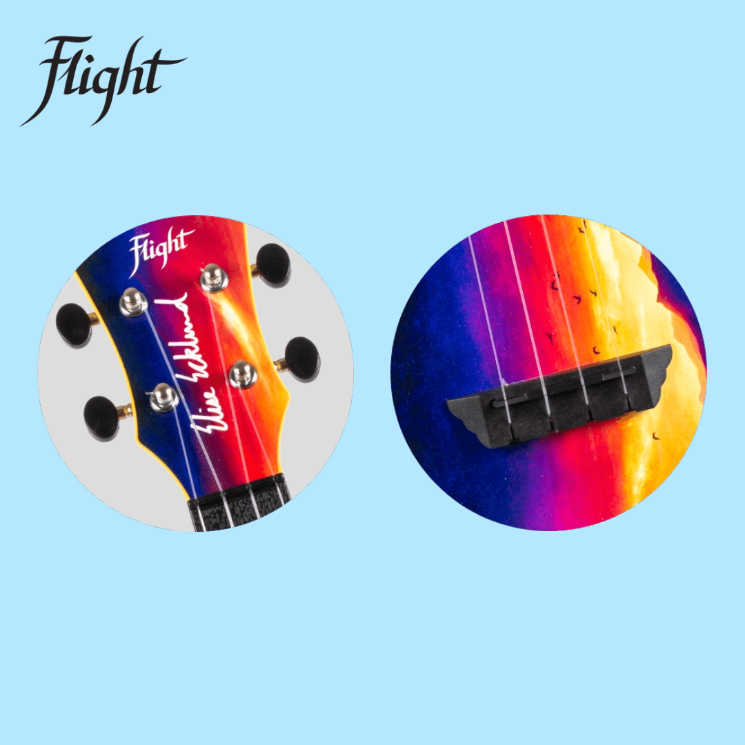 Flight TUSL-EE Sunset Ecklund Travel Soprano Longneck Ukulele with Gig Bag