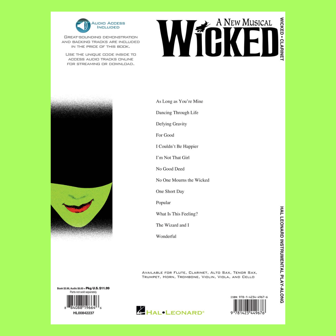 Wicked A New Musical - Clarinet Play Along Book/Ola