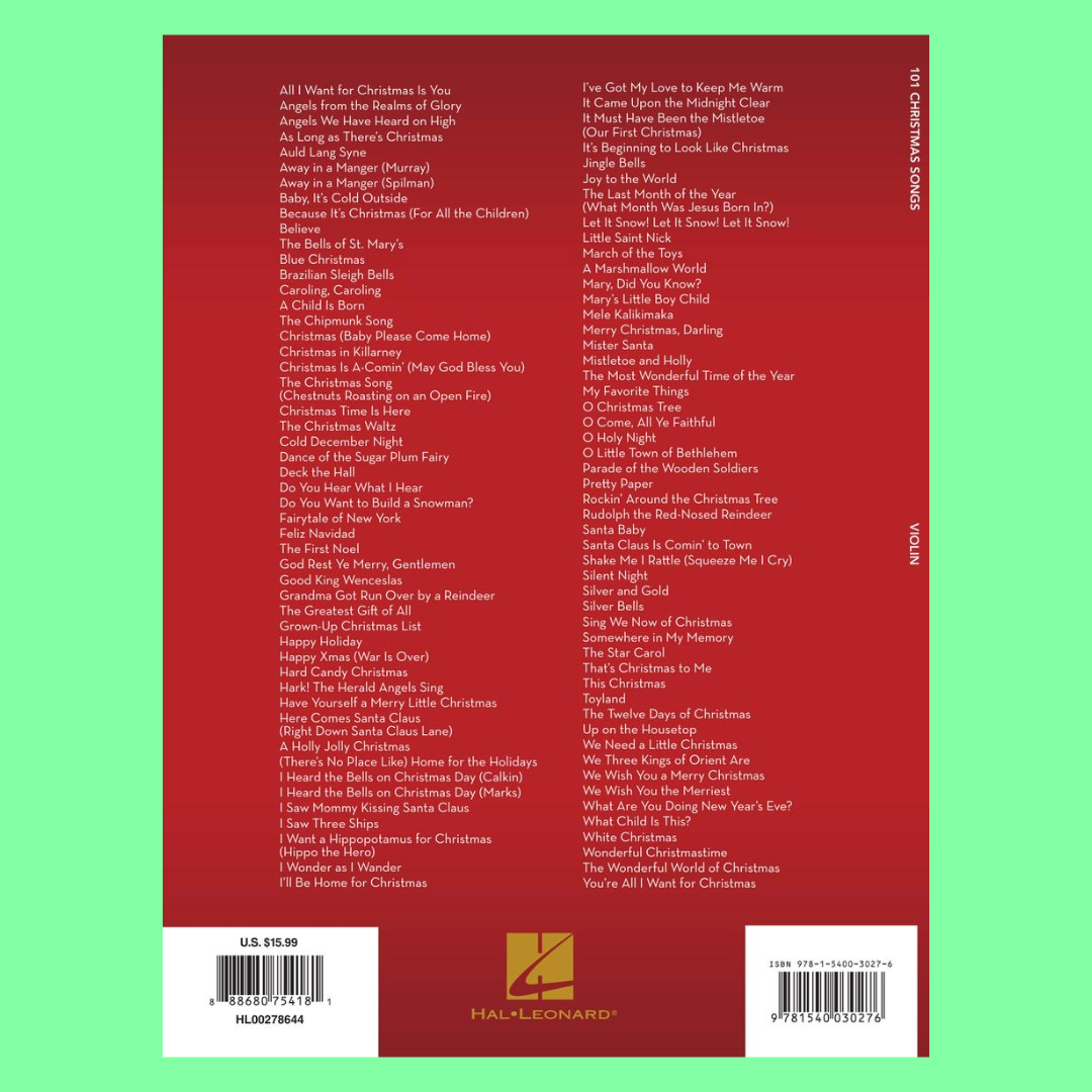 101 Christmas Songs For Violin Book