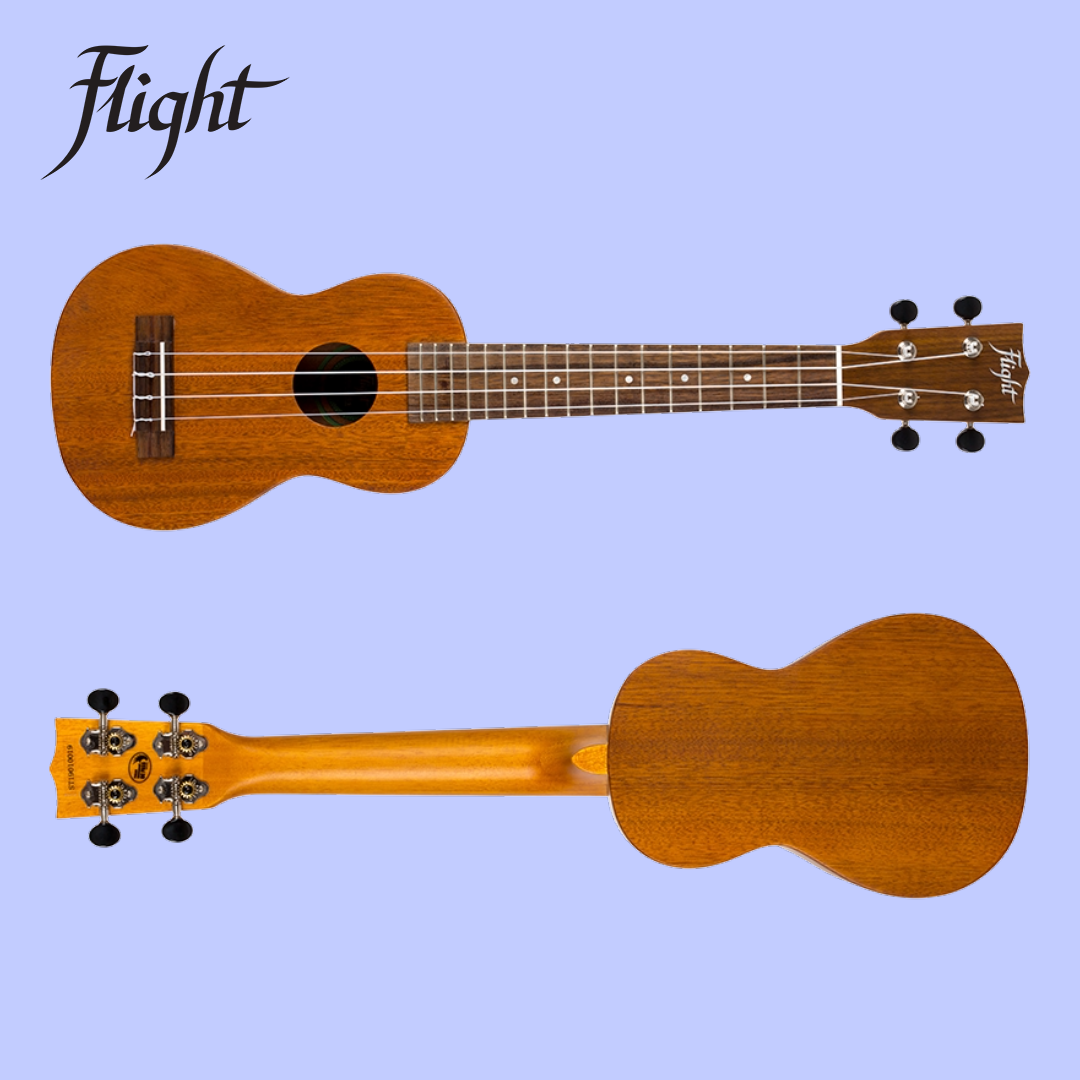 Flight LUS5 Solid Mahogany Concert Scale Long Neck Soprano Ukulele with Padded Gig Bag