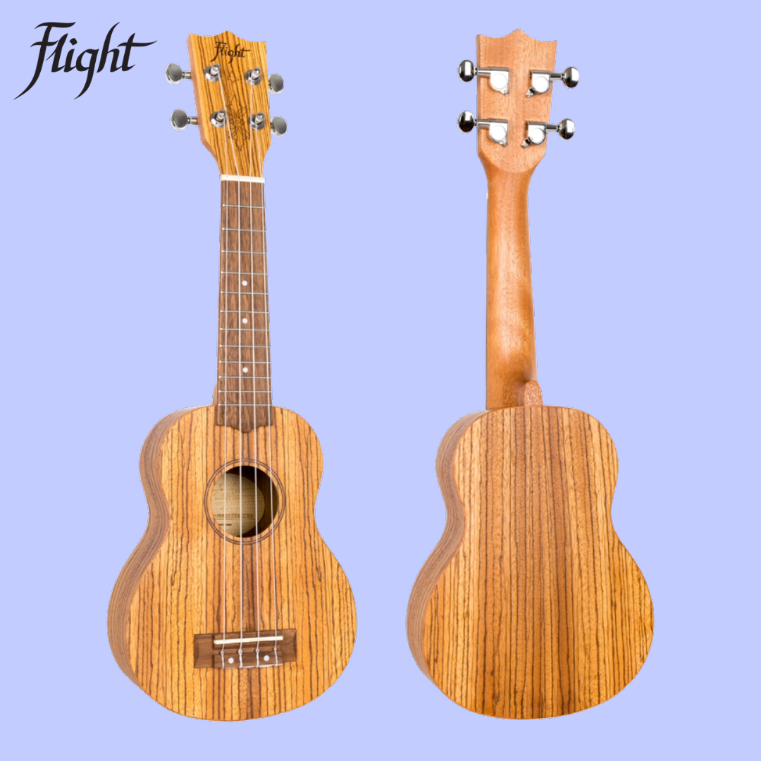 Flight DUS322 Soprano Ukulele Zebrawood with Padded Gig Bag