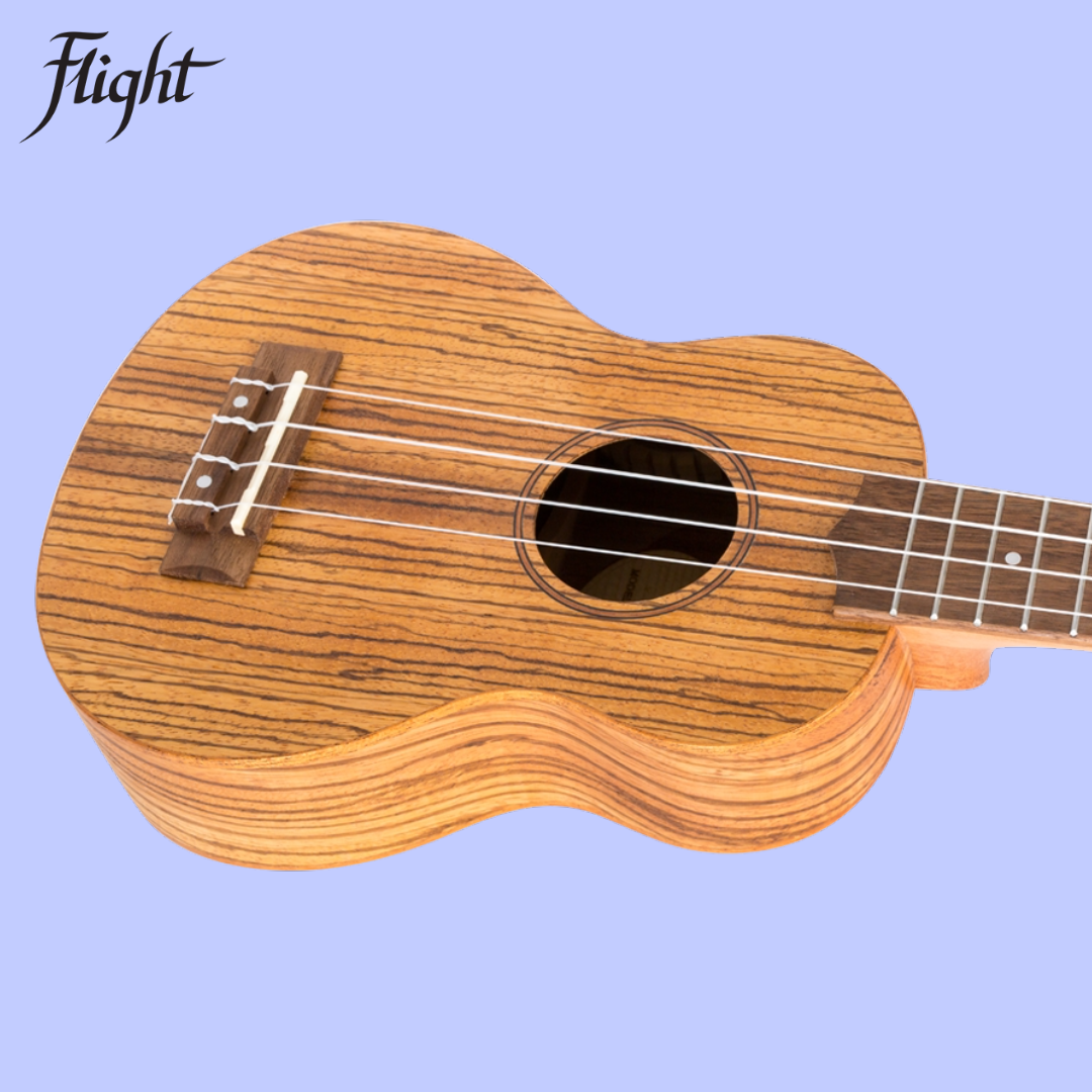 Flight DUS322 Soprano Ukulele Zebrawood with Padded Gig Bag