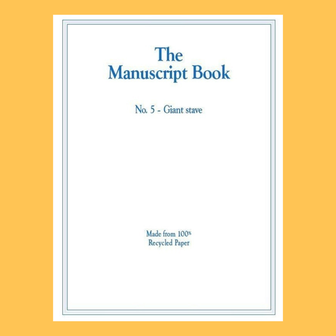 The Manuscript Book 5 - 10 Large Staves, Double-Sided, Recycled Paper (20 pages)