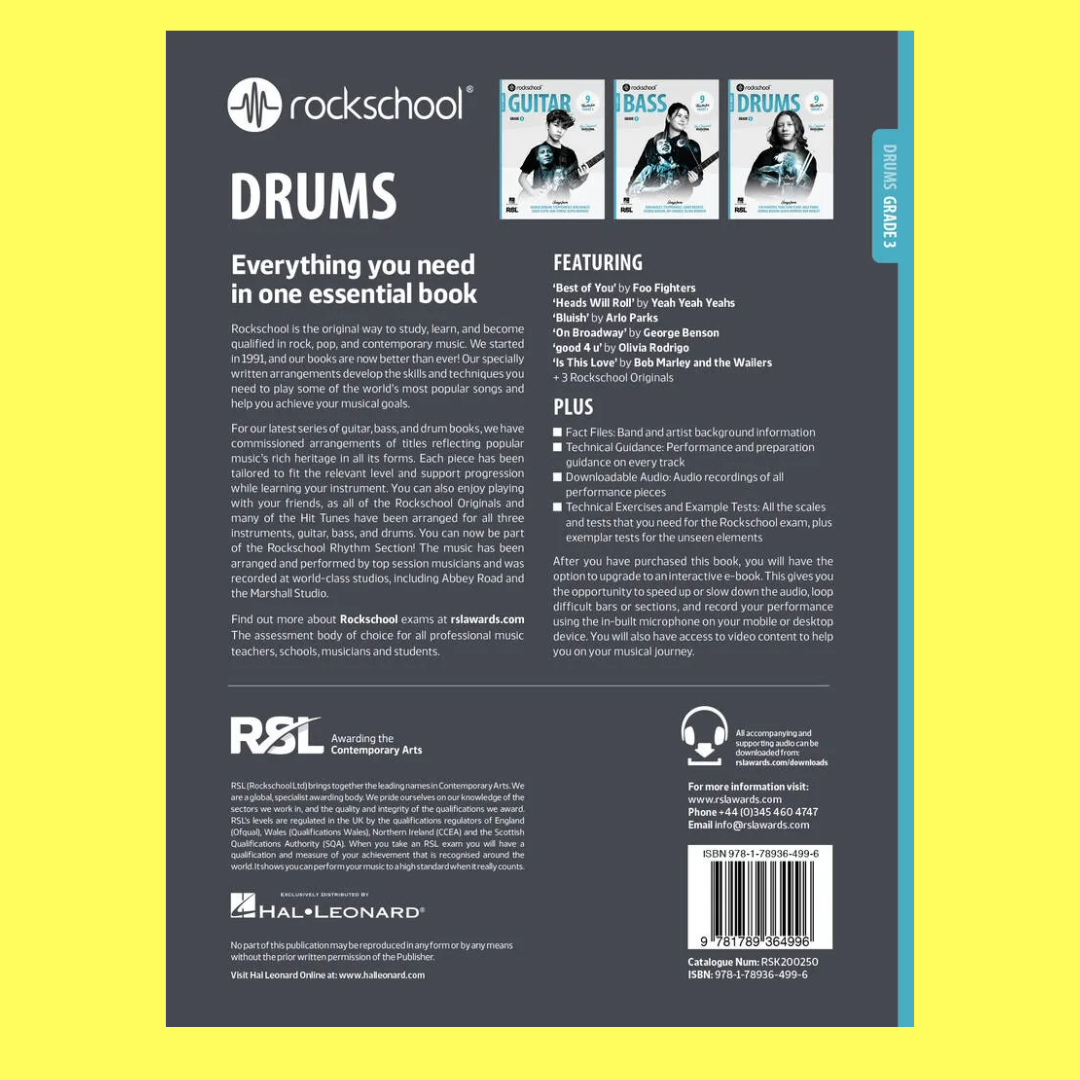 Rockschool Drums Grade 3 Book (2024+) New Edition (Arriving End Jan 2025)