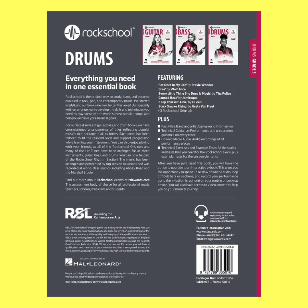 Rockschool Drums Grade 5 Book (2024+) New Edition (Arriving End Jan 2025)