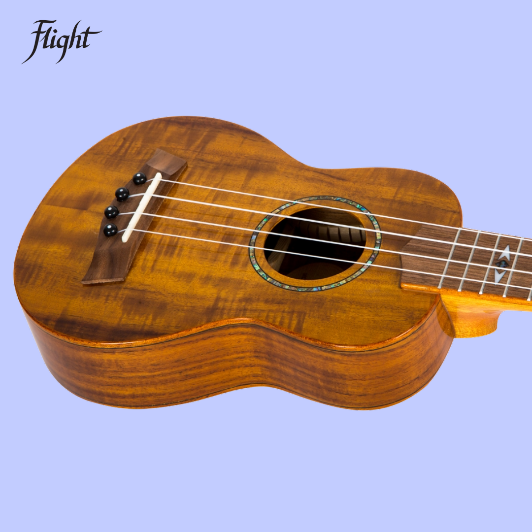 Flight DUS445 Soprano Acacia Ukulele with Gloss Finish and Padded Gig Bag