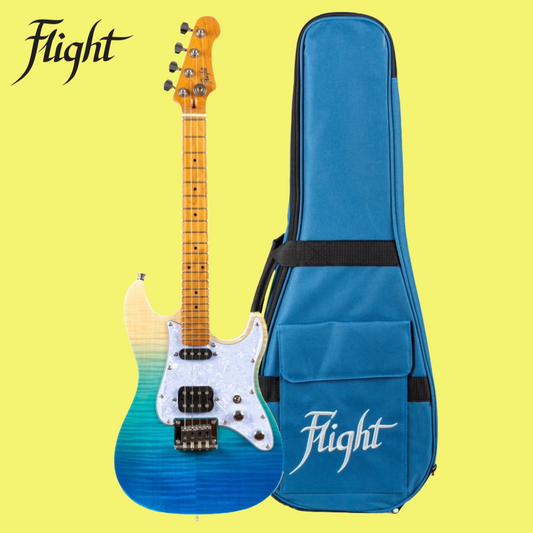 Flight - Pathfinder Blue Solid Body Electric Tenor Ukulele with Deluxe Padded Gig Bag