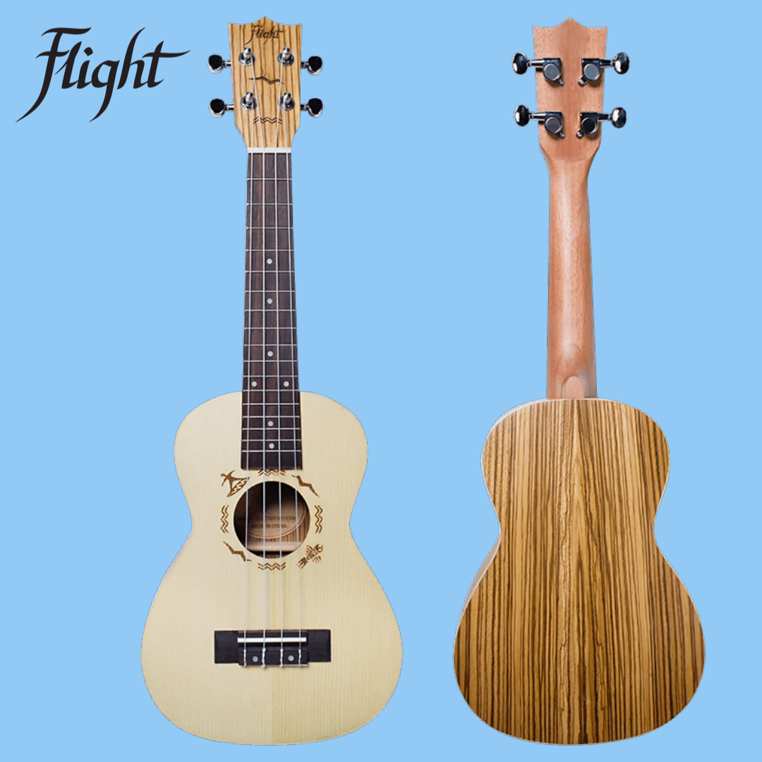 Flight DUC325 Concert Ukulele Spruce/Zebrawood with Padded Gig Bag