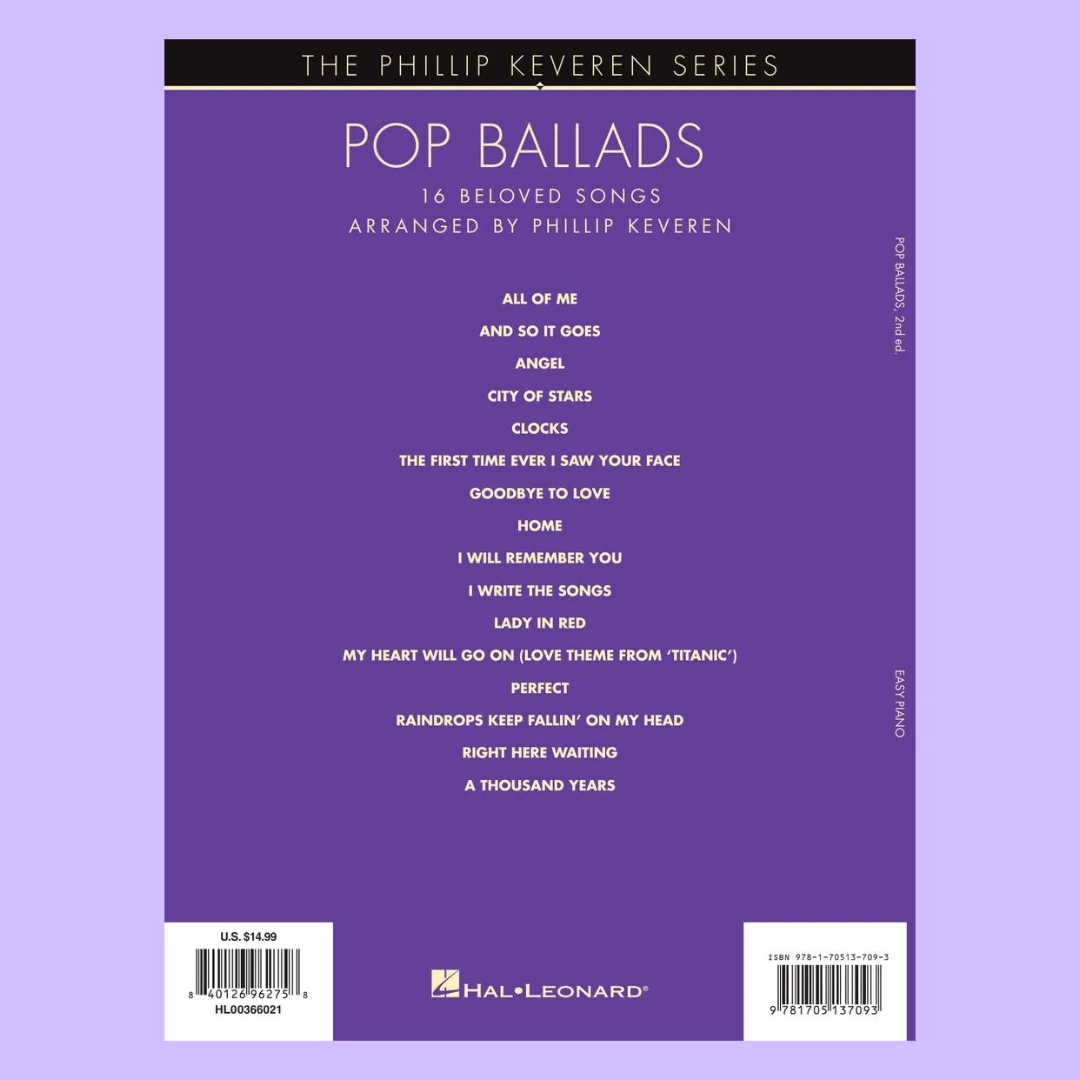 Pop Ballads Keveren Easy Piano Songbook (Second Edition)