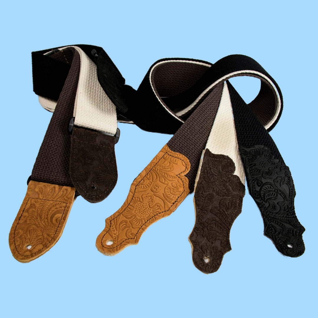 Franklin 2" Natural Cotton Guitar Strap with Embossed Chocolate Suede Ends