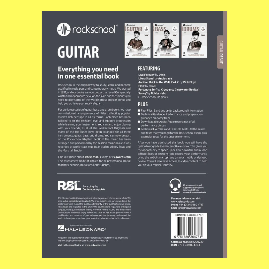 Rockschool Guitar Debut Book (2024+) New Edition (In Stock)