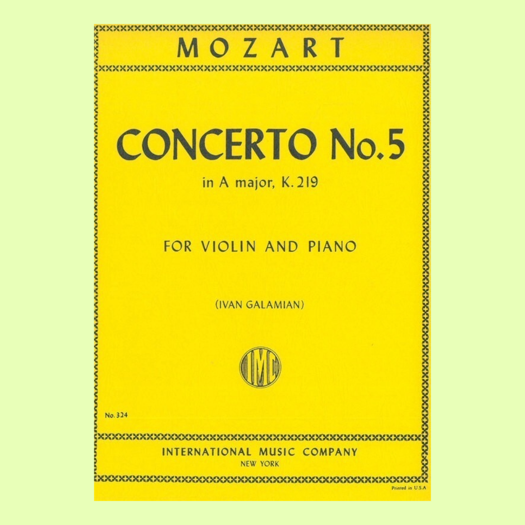 Mozart - Concerto No 5 A Major K 219 for Violin with Piano Accompaniment