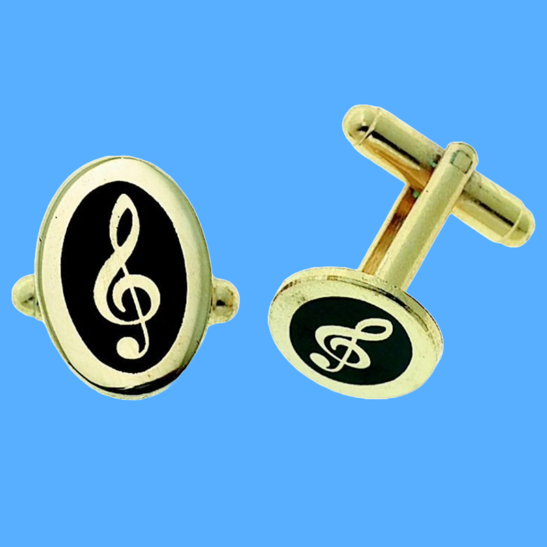 G Clef Oval Cuff Links