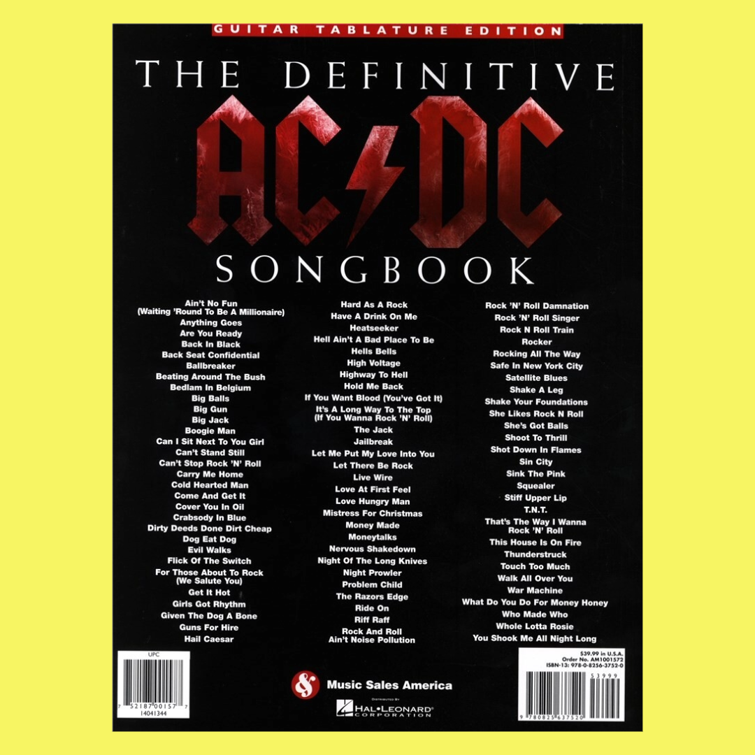 The Definitive AC/DC Songbook Guitar Solo Tab Book