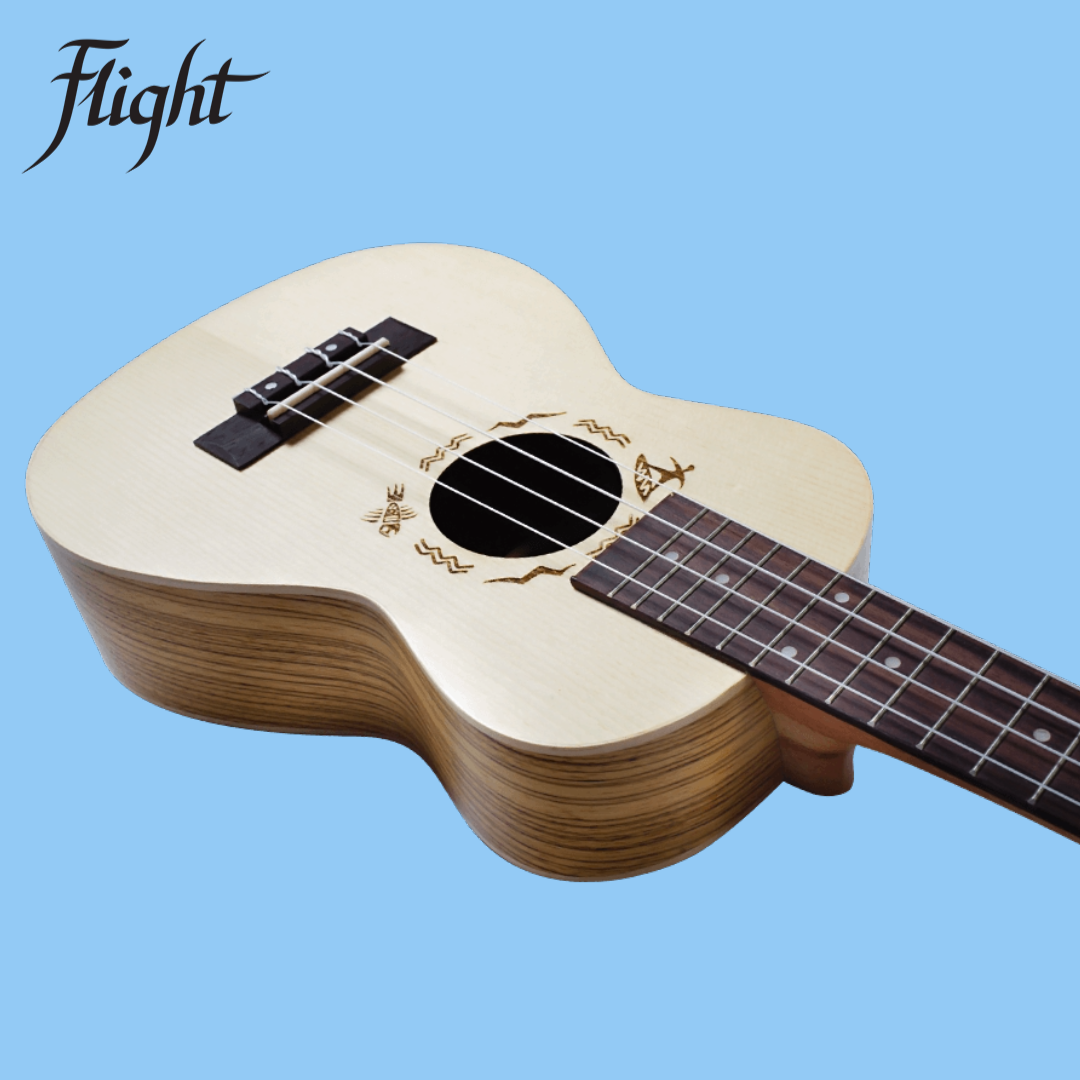 Flight DUC325 Concert Ukulele Spruce/Zebrawood with Padded Gig Bag