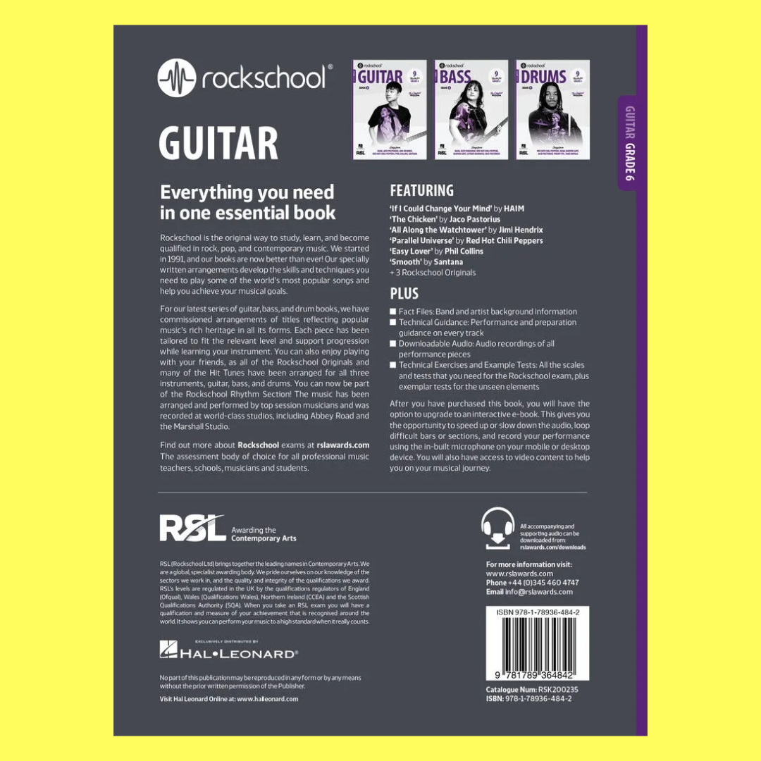 Rockschool Guitar Grade 6 Book (2024+) New Edition (Arriving Early Feb 2025)