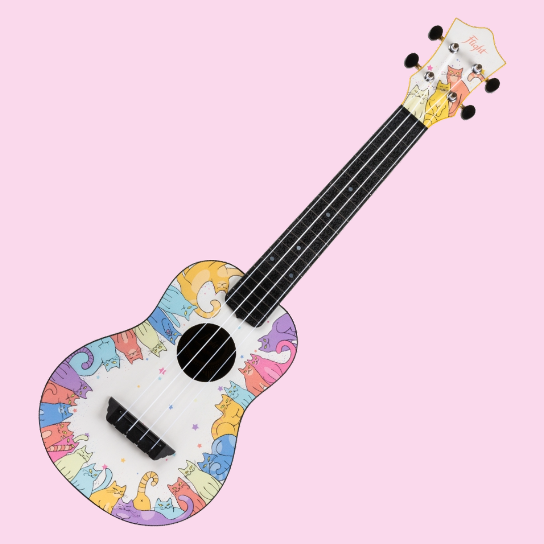 Flight TUC-Kitty Print Travel Concert Ukulele with Travel Bag