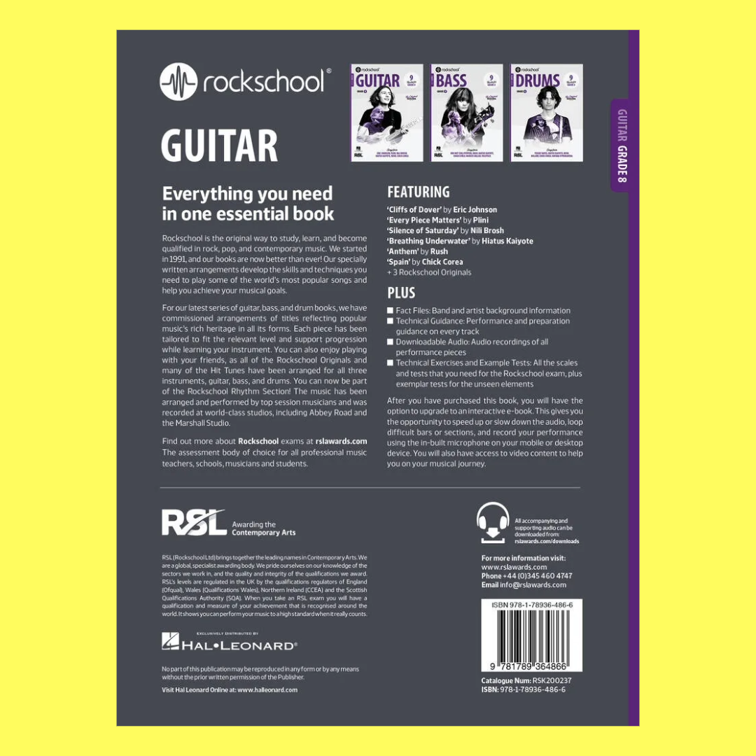 Rockschool Guitar Grade 8 Book (2024+) New Edition (Arriving Early Feb 2025)