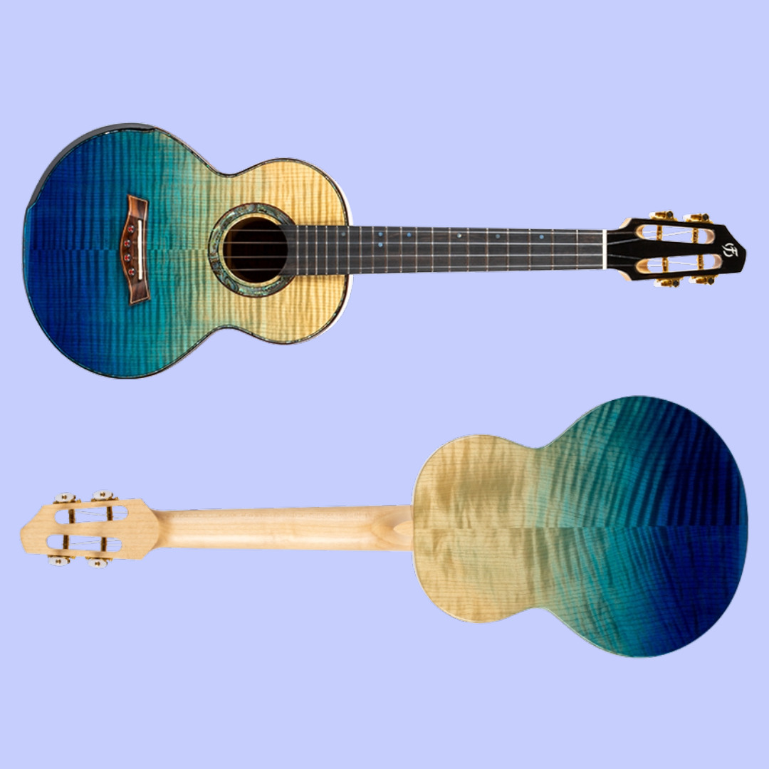 Flight A10FM Faded Blue 10th Anniversary Tenor Ukulele with Deluxe Padded Gig Bag