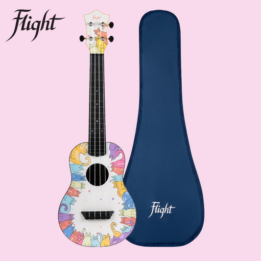 Flight TUC-Kitty Print Travel Concert Ukulele with Travel Bag