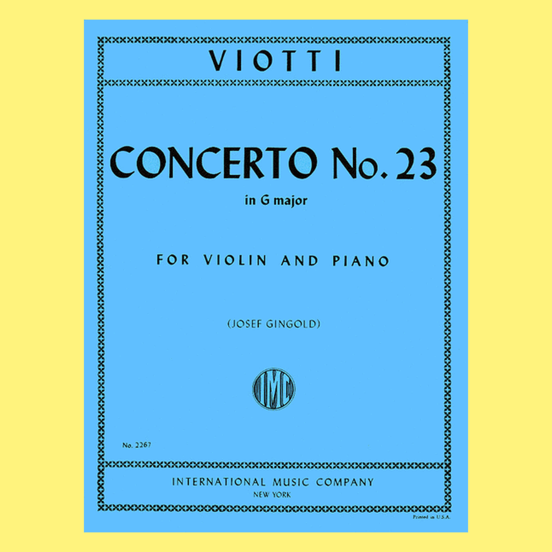 Giovanni Viotti - Concerto No 23 G Violin with Piano Accompaniment Book