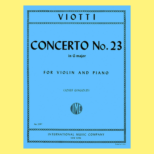 Giovanni Viotti - Concerto No 23 G Violin with Piano Accompaniment Book