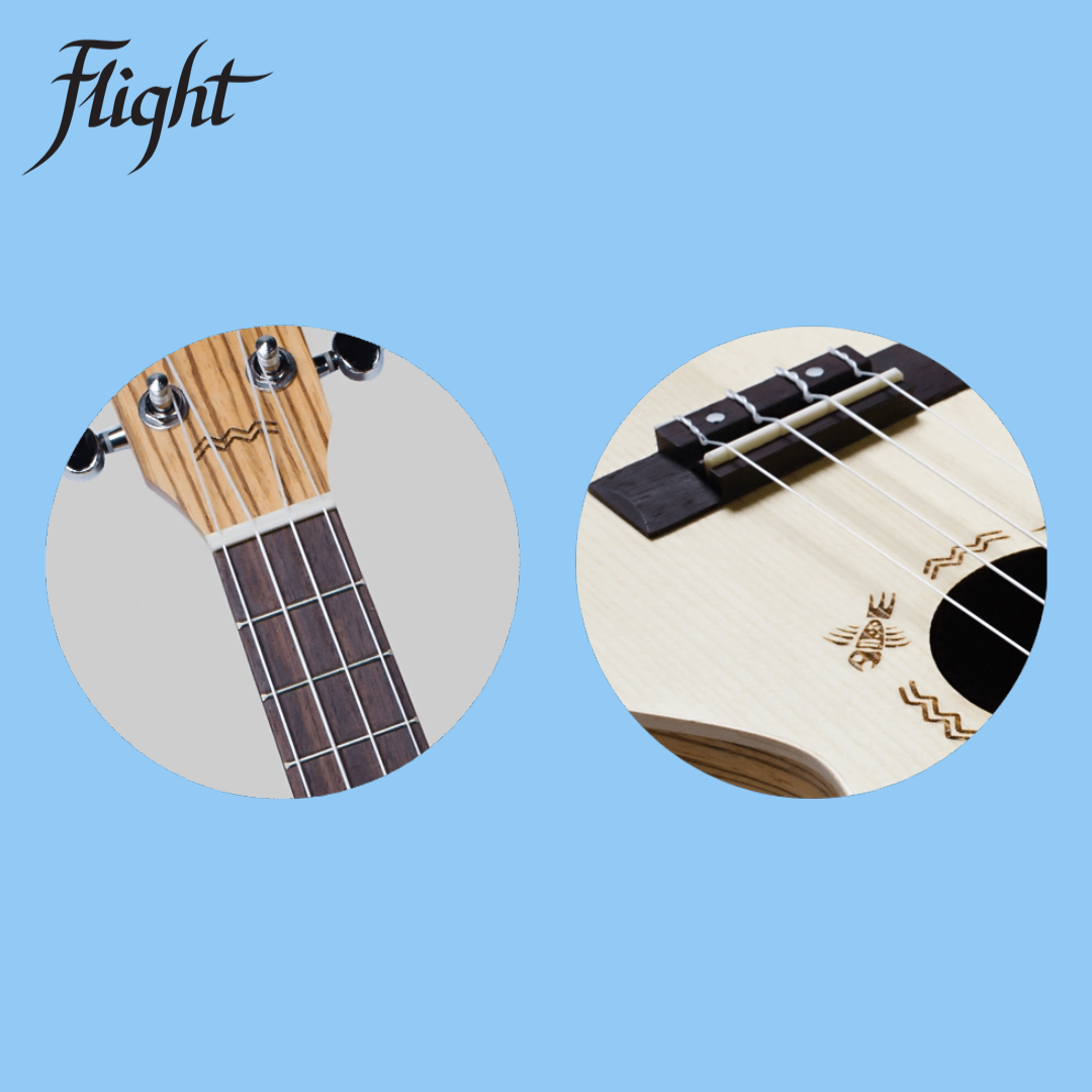 Flight DUC325 Concert Ukulele Spruce/Zebrawood with Padded Gig Bag