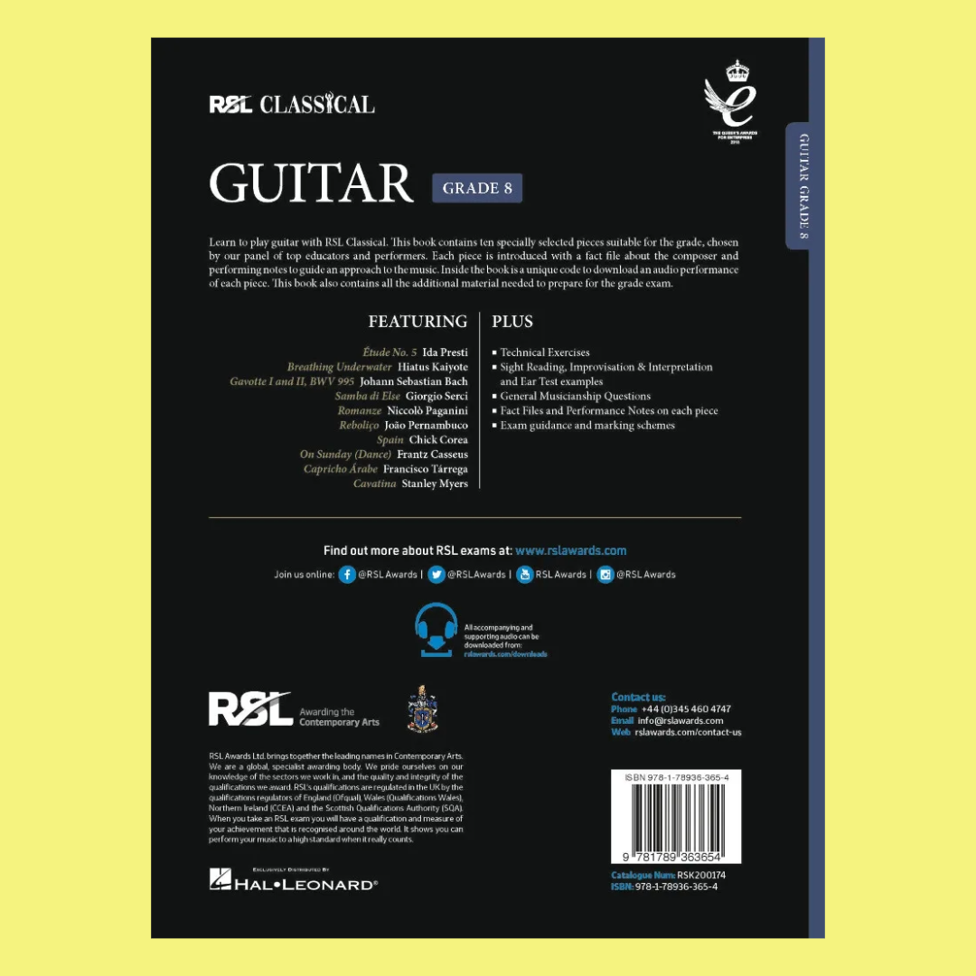 Rockschool Classical Guitar - Grade 8 Book (2022+)