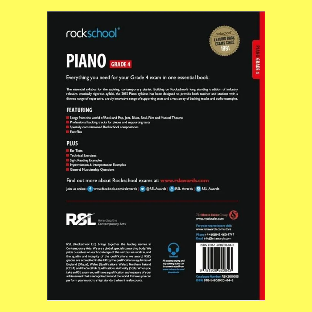 Rockschool Piano Grade 4 Book (2015-2019)