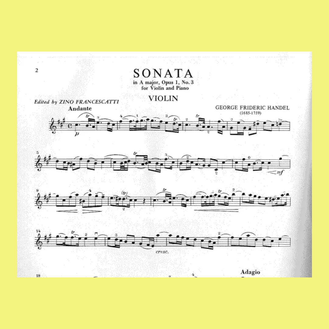 Handel - 6 Sonatas Book 1 for Violin with Piano Accompaniment