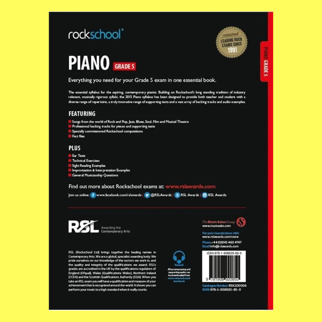 Rockschool Piano Grade 5 Book (2015-2019)