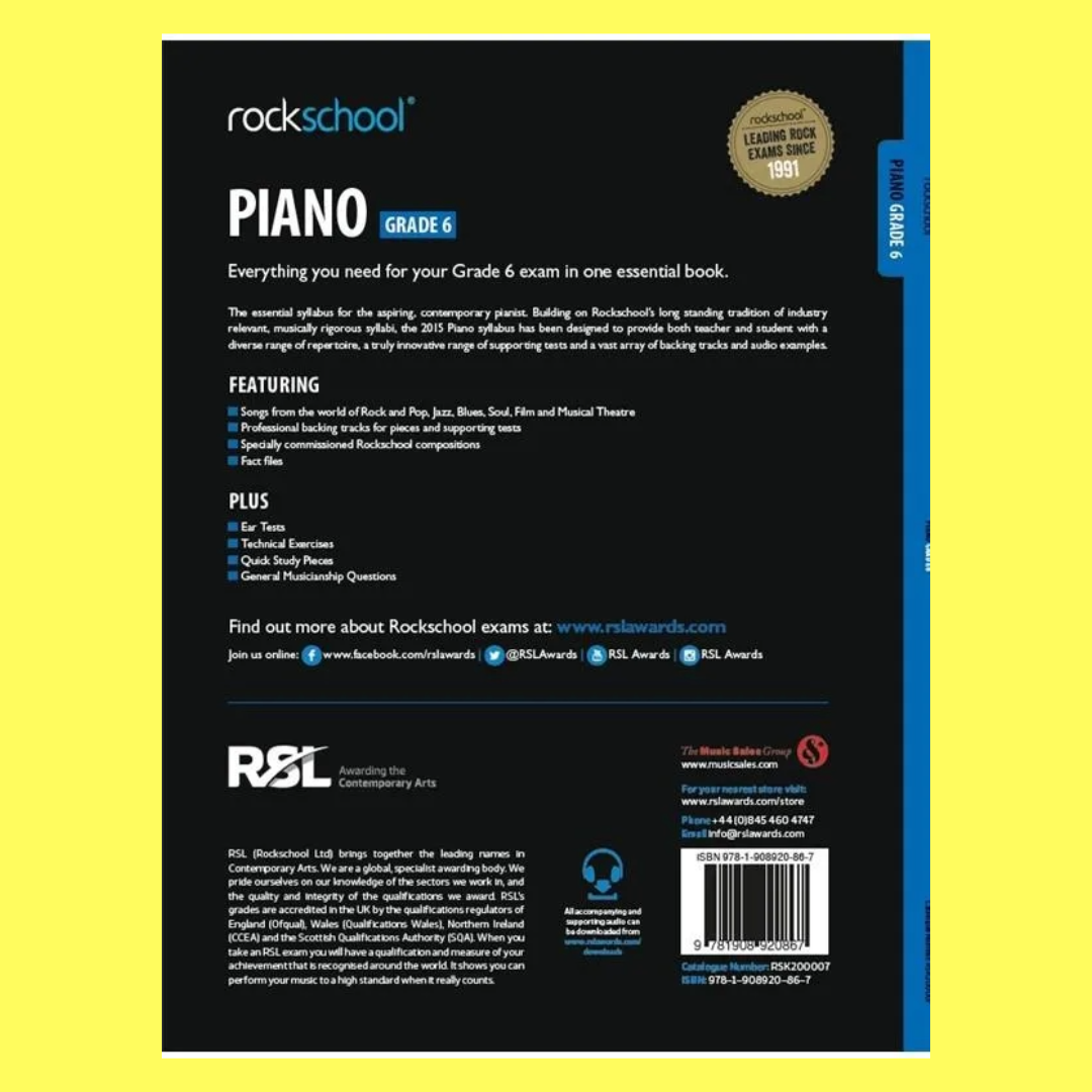 Rockschool Piano Grade 6 Book (2015-2019)