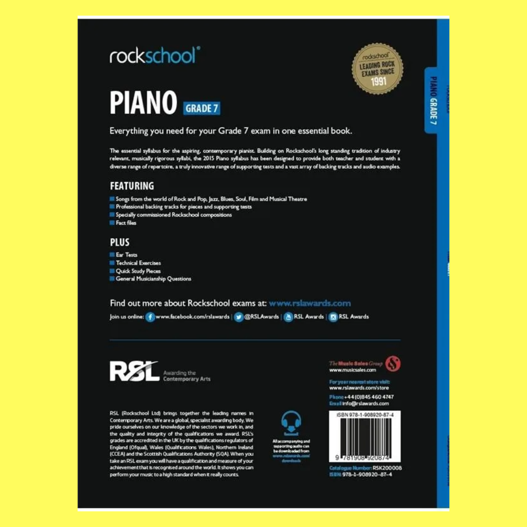 Rockschool Piano Grade 7 Book (2015-2019)