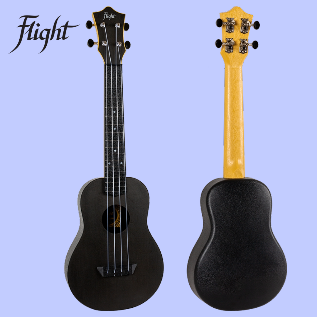 Flight TUC-35 Black Travel Concert Ukulele with Travel Bag