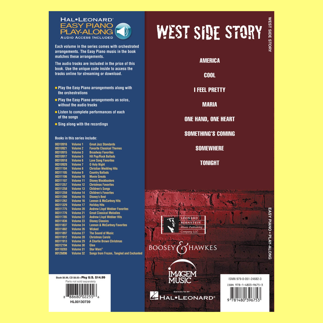 West Side Story Easy Piano Play Along Volume 18 Book/Ola