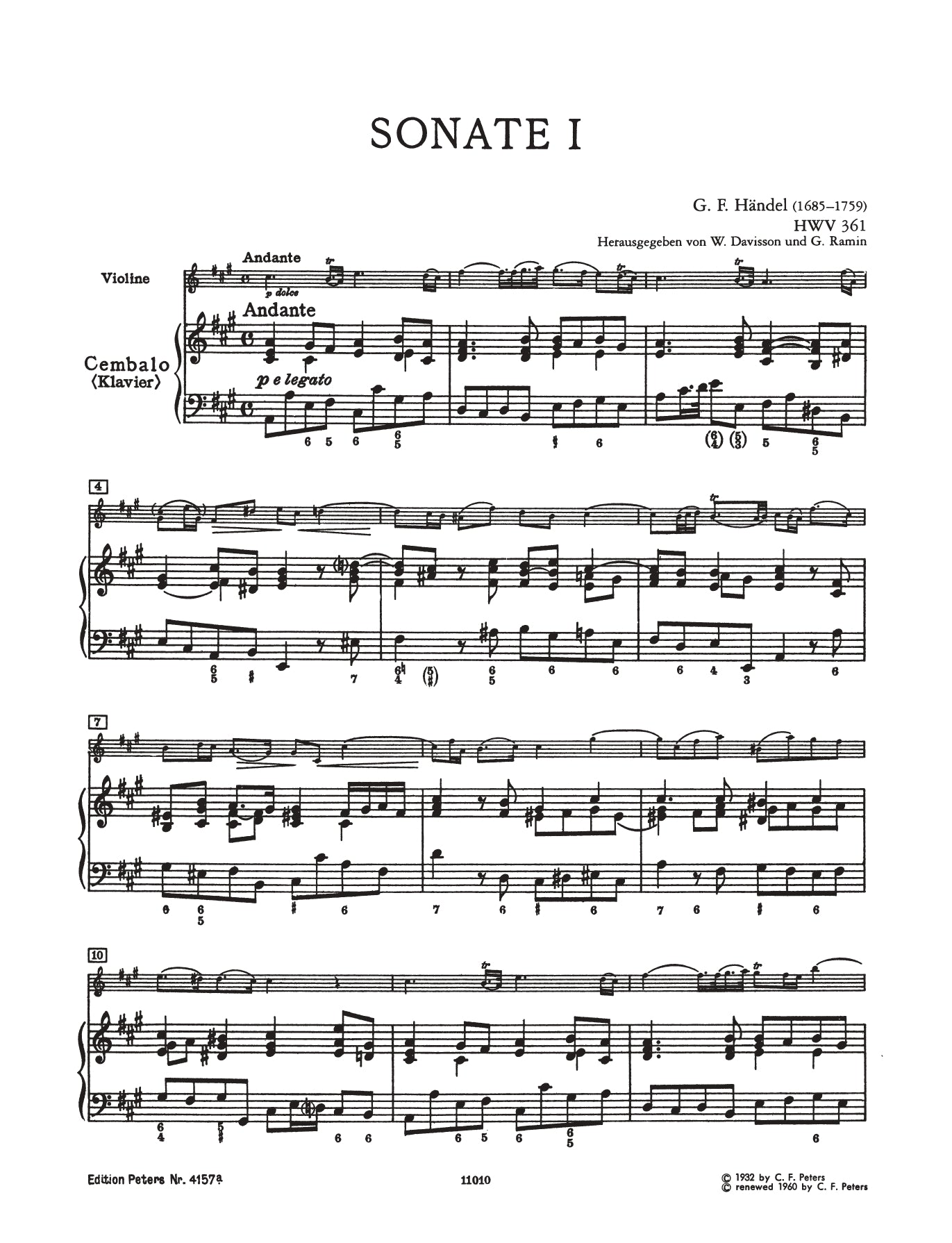 Handel - Sonatas Volume 1 Book with Violin with Piano Accompaniment