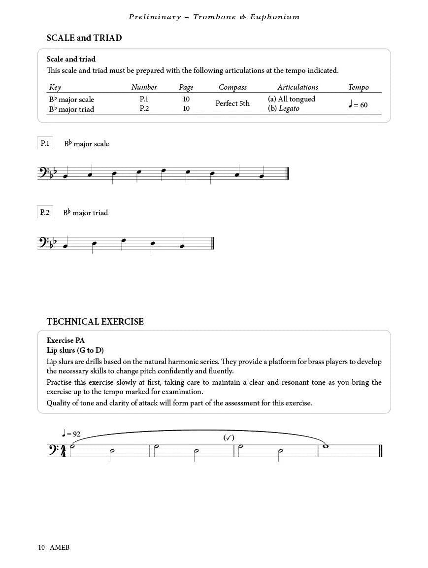 AMEB Trombone & Euphonium - Technical Work Book (2020+)