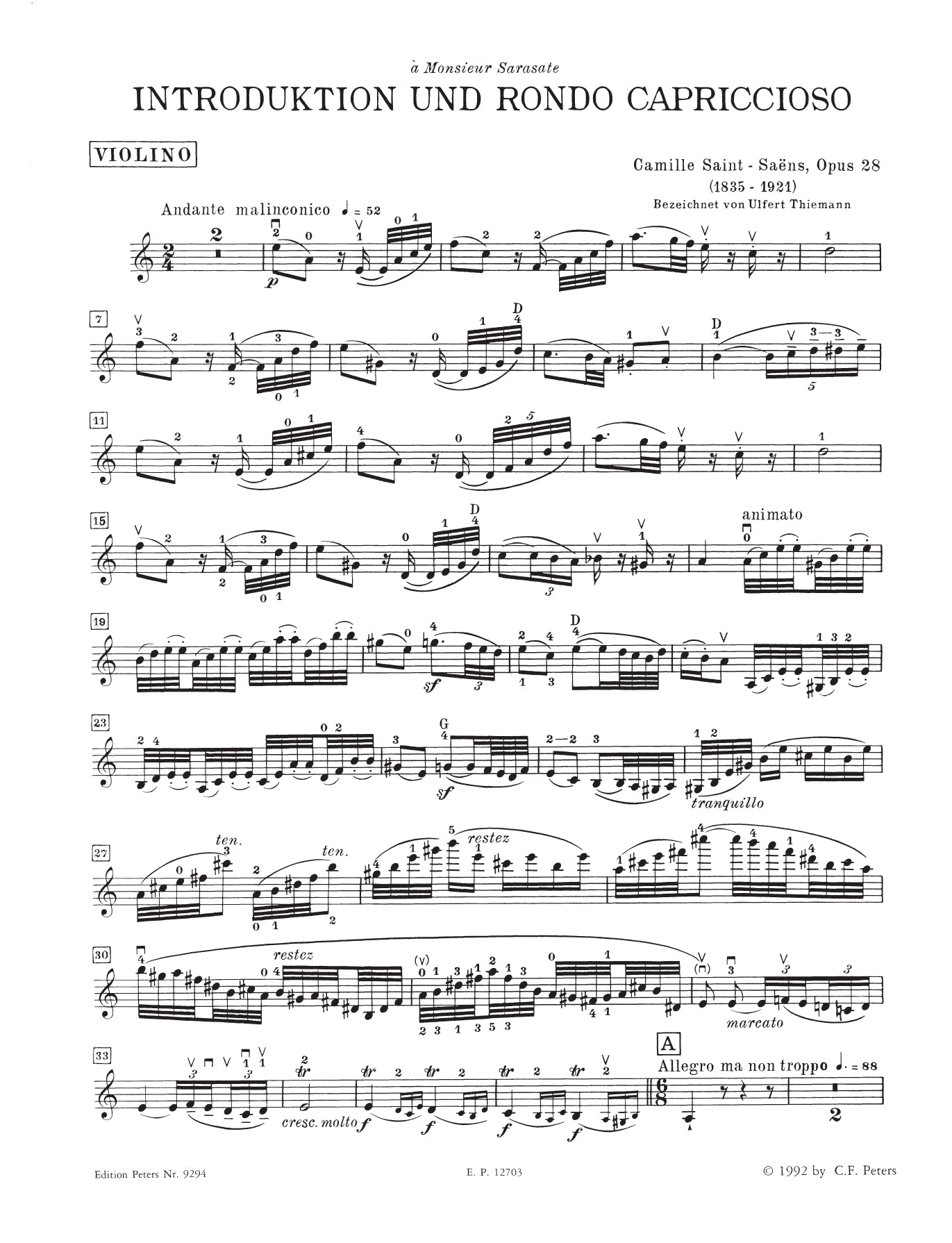 Introduction And Rondo Capriccioso Op 28 Violin with Piano Book