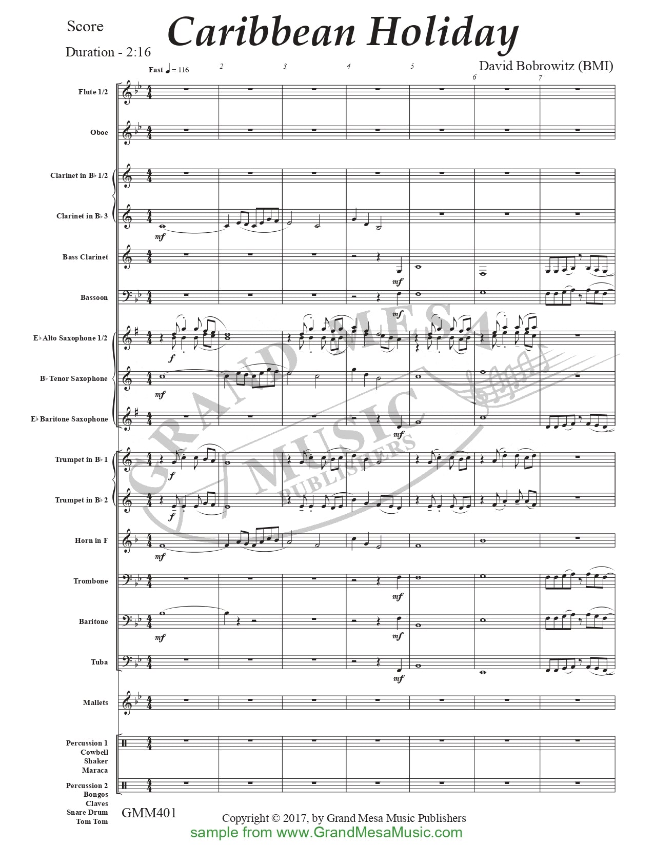 Caribbean Holiday - Concert Band Level 2 Score/Parts