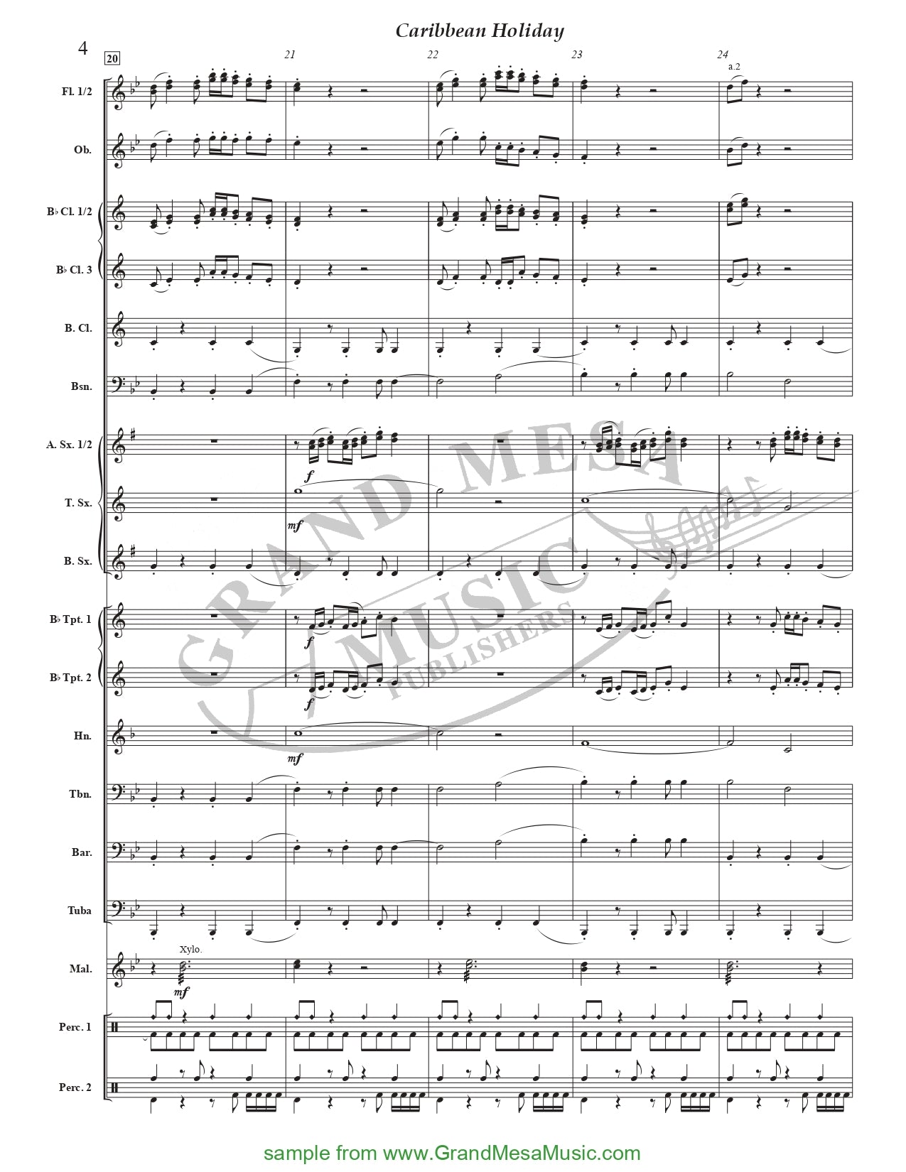 Caribbean Holiday - Concert Band Level 2 Score/Parts