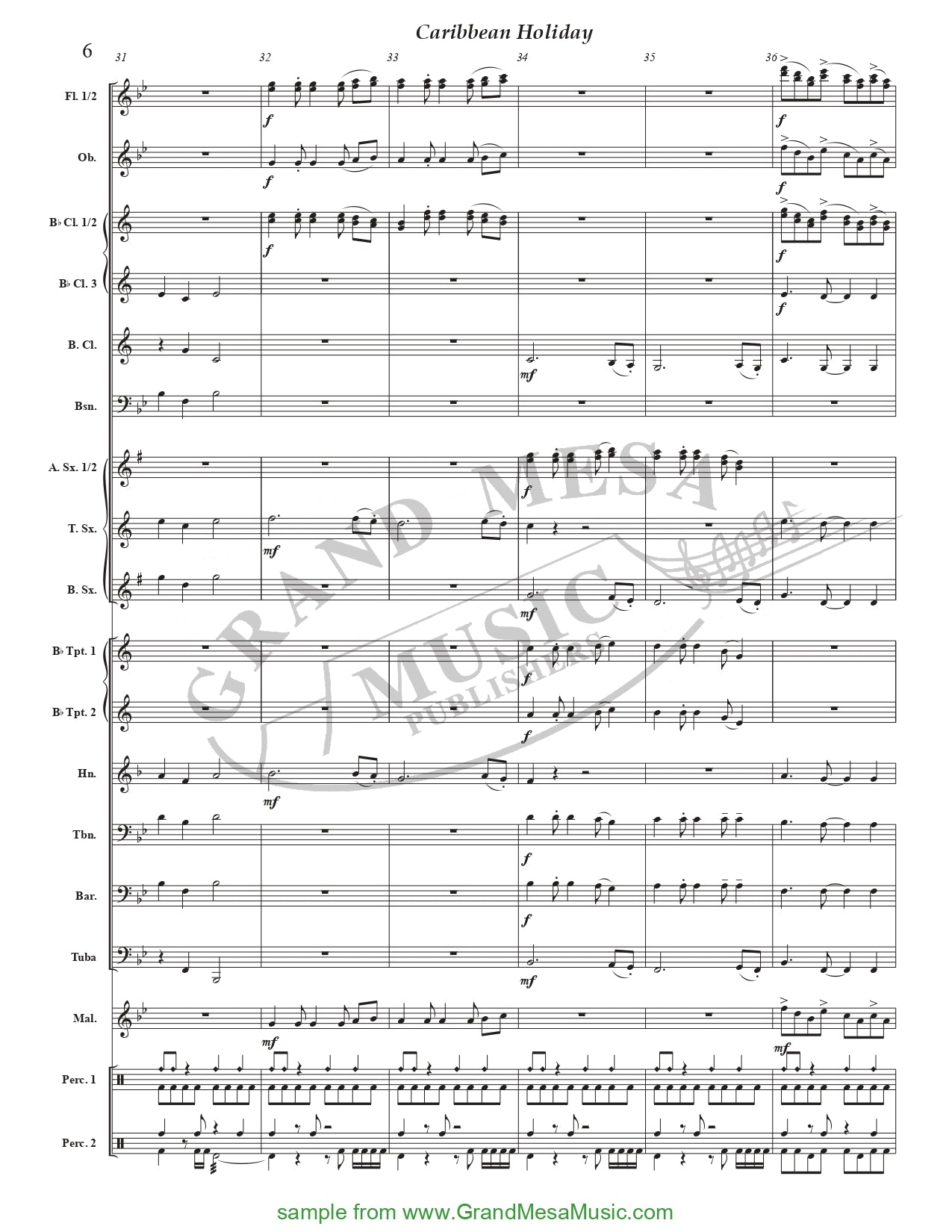 Caribbean Holiday - Concert Band Level 2 Score/Parts