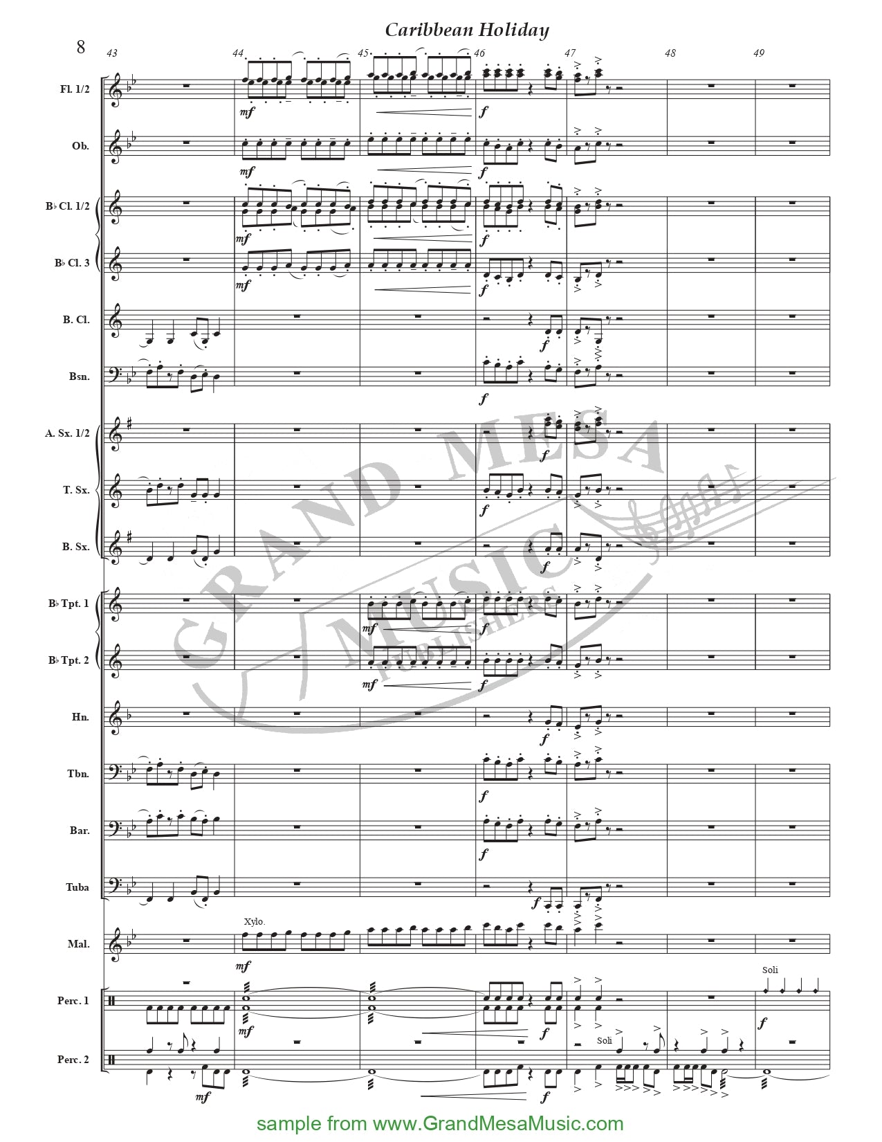 Caribbean Holiday - Concert Band Level 2 Score/Parts