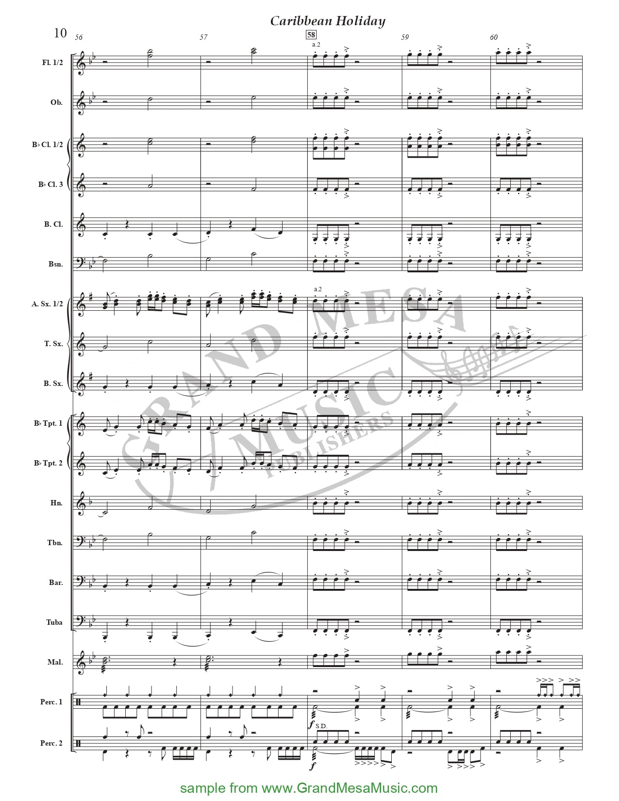 Caribbean Holiday - Concert Band Level 2 Score/Parts