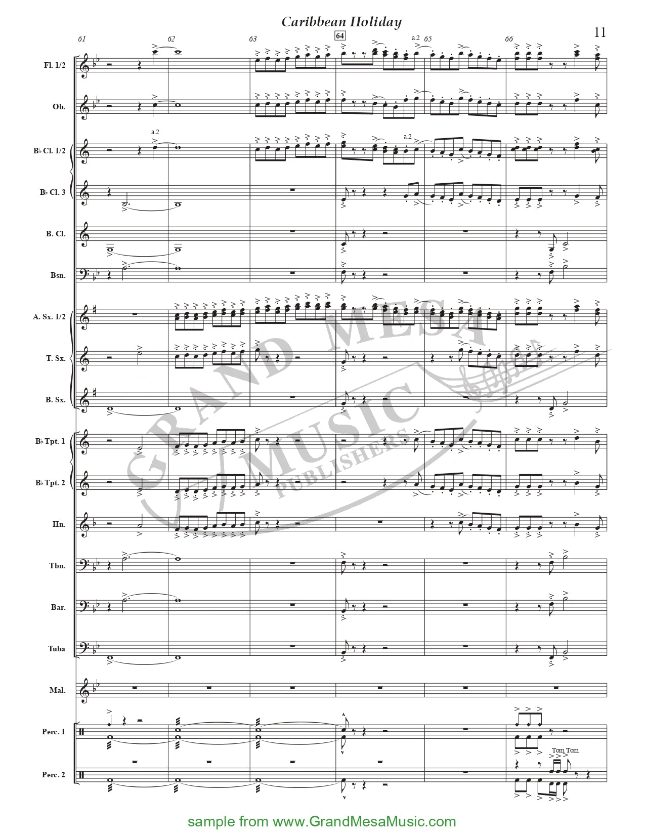 Caribbean Holiday - Concert Band Level 2 Score/Parts