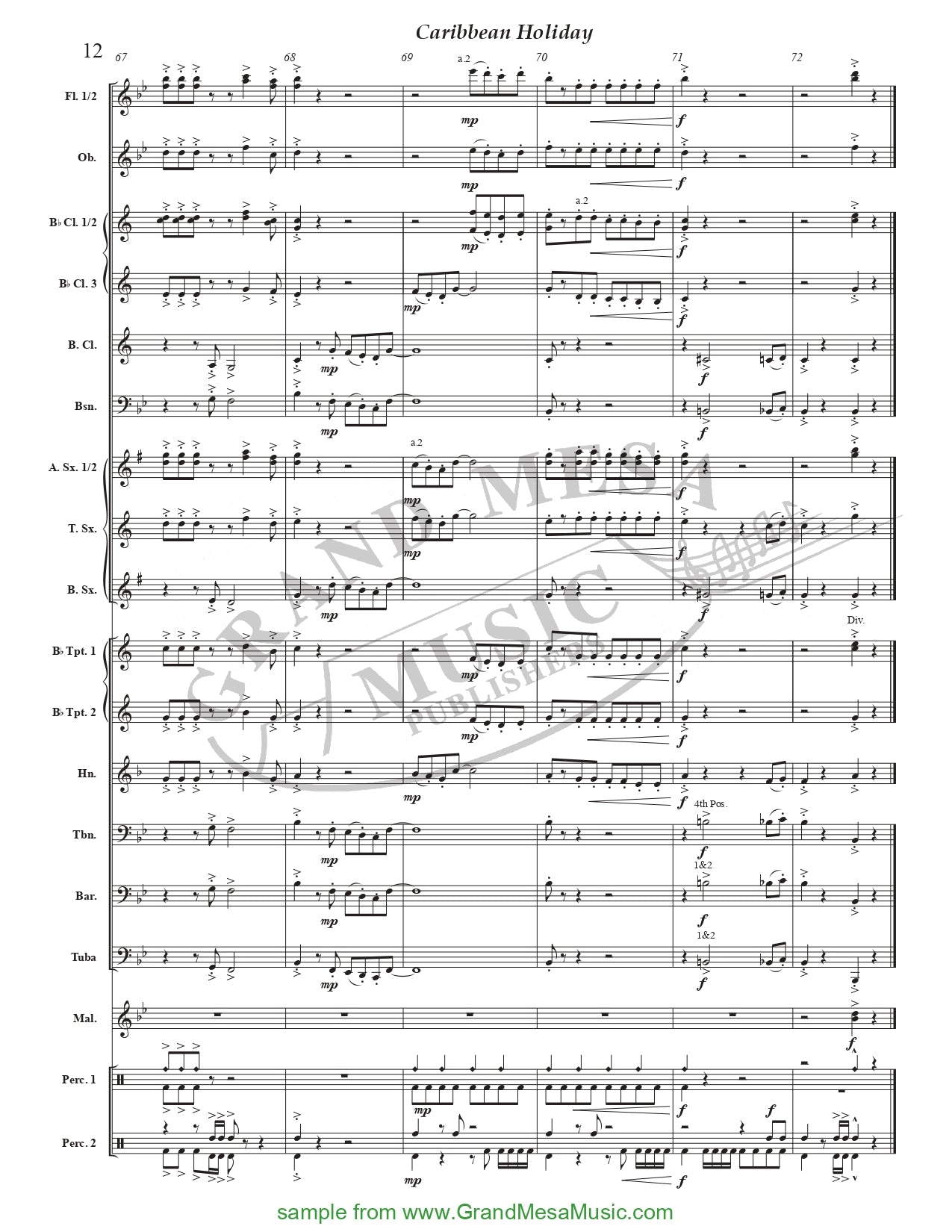 Caribbean Holiday - Concert Band Level 2 Score/Parts