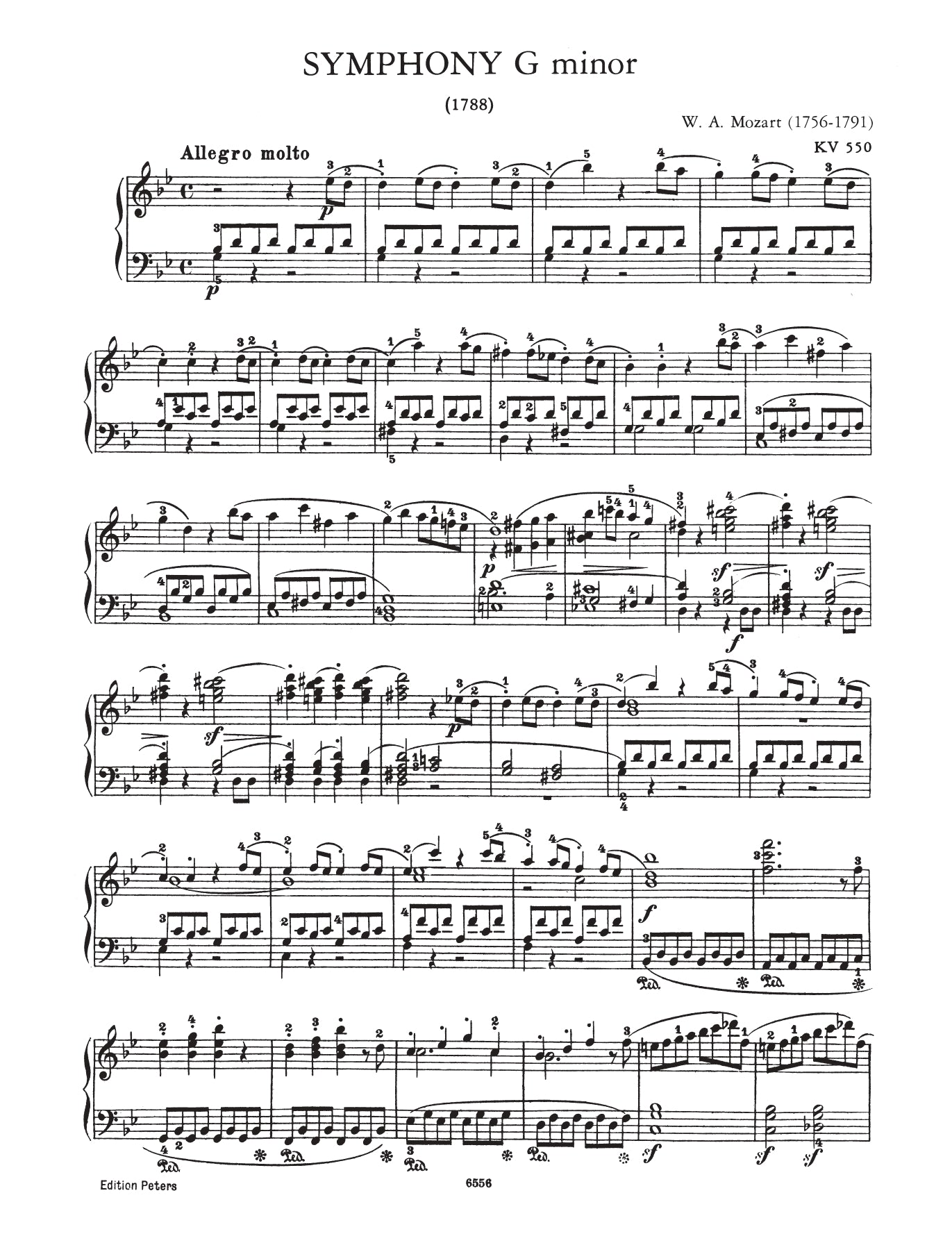 Mozart - Symphony No 40 G Minor K 550 For Piano Solo Book