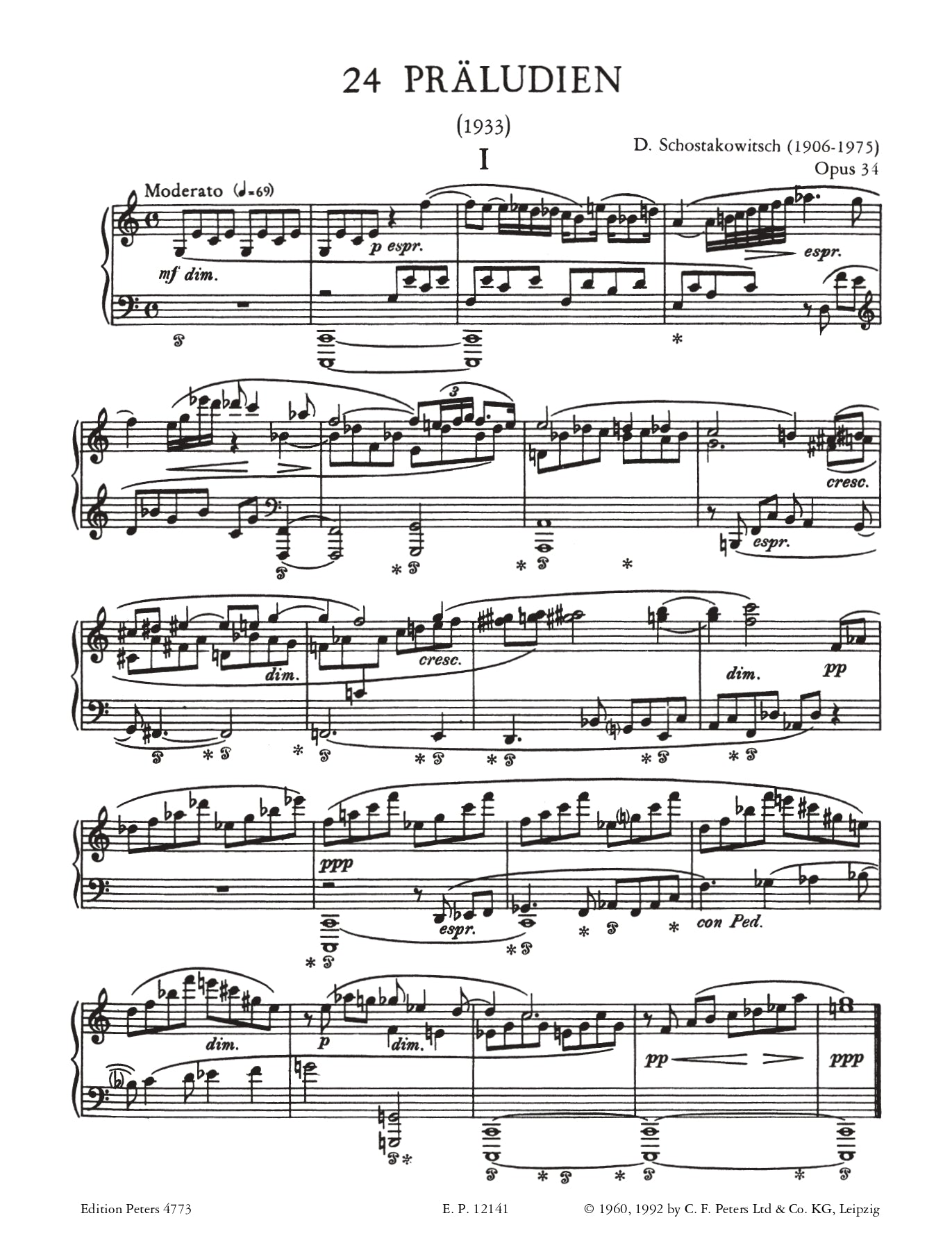 Dmitri Shostakovich - 24 Preludes Op. 34 For Piano Book