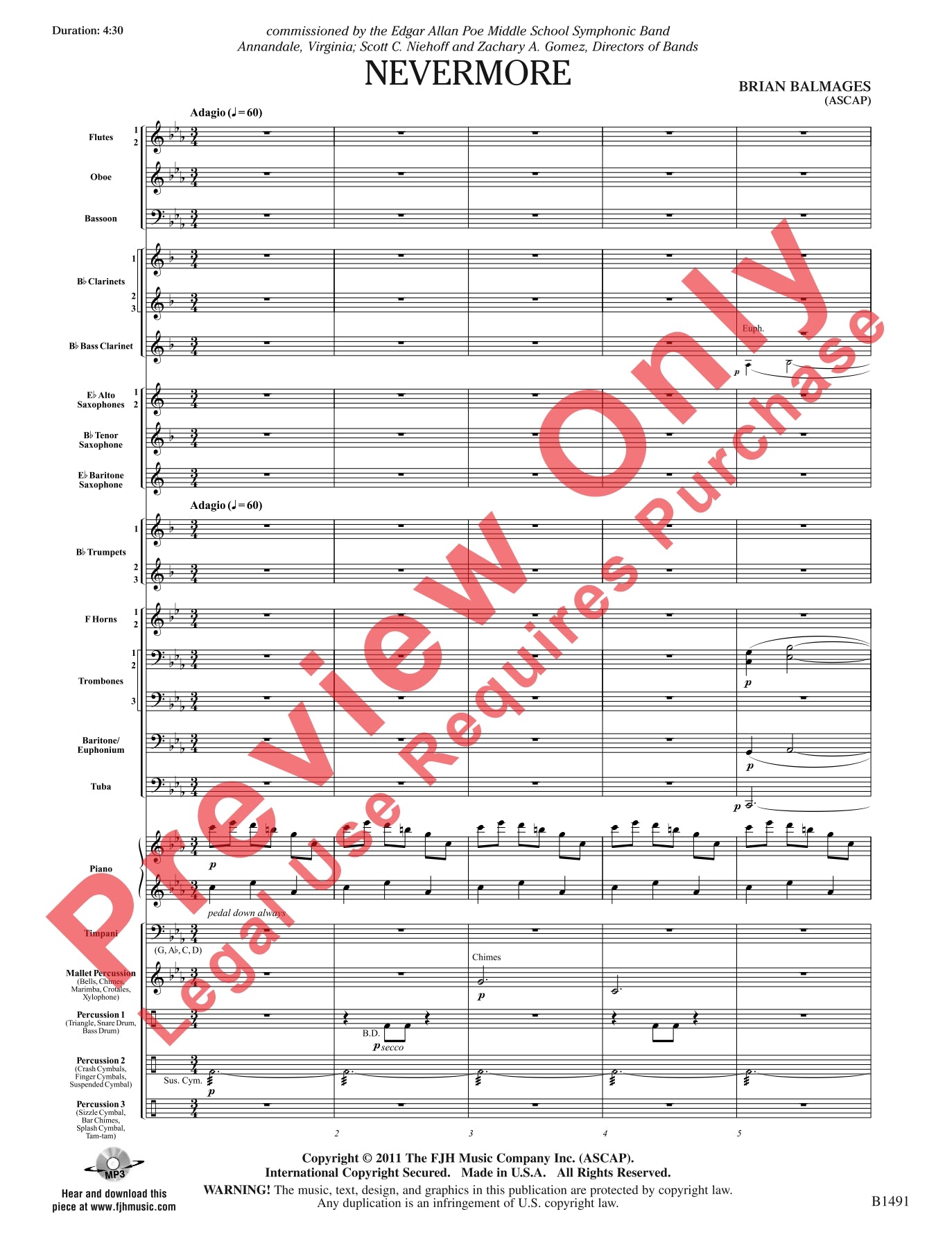 Nevermore - Concert Band Level 3 Score/Parts