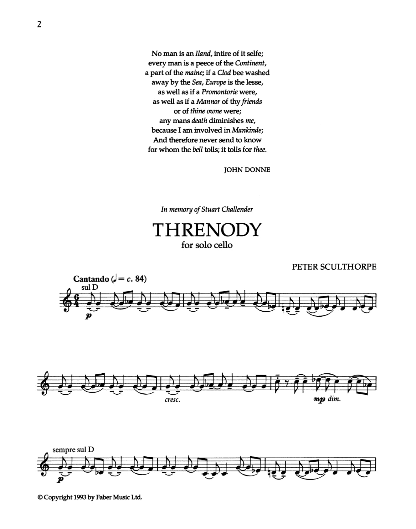 Peter Sculthorpe - Threnody For Solo Cello Book